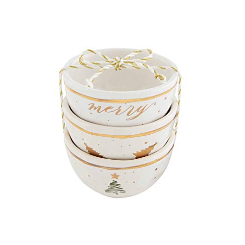Mud Pie Gold Splatter DIP Cup Set, White
