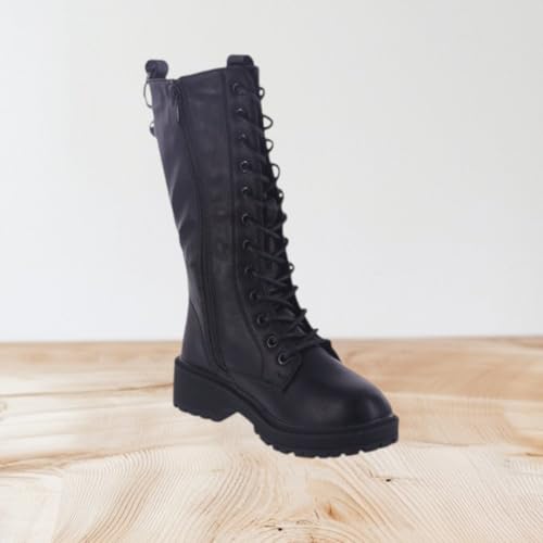 Forever Link Kids Girls Knee high lace up boots With side zipper2