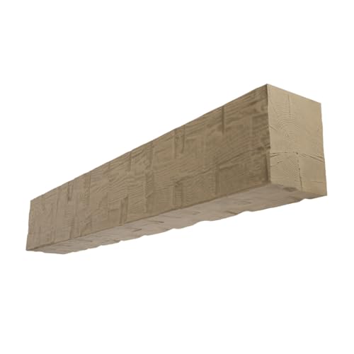 Ekena Millwork 10" H x 8" D x 60" W Reclaimed Axed Cut Heritage Timber Faux Wood Fireplace Mantel, Natural White Oak