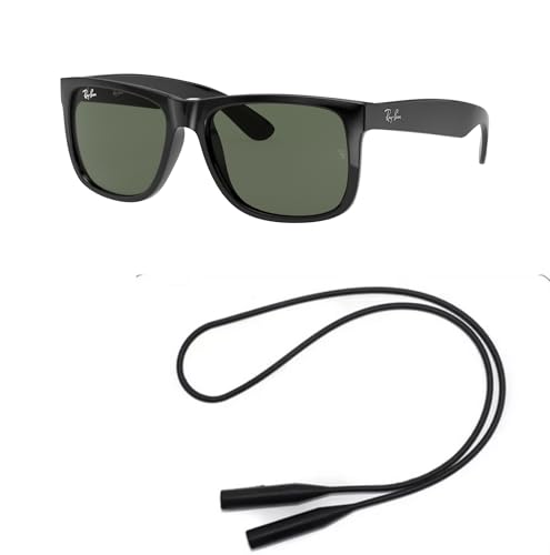 Ray-Ban RB4165 Sunglasses Bundle: RB 4165 JUSTIN 601/71 Black and Universal Anti-slip Silicone Leash2