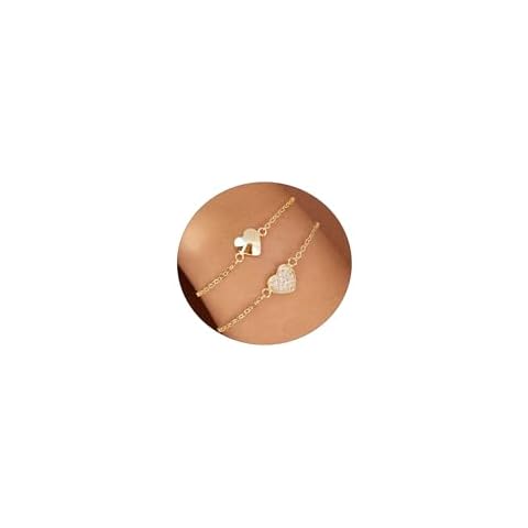 Amicon Gold Bracelets for Women 14k Gold Plated Trendy Layered Heart Bracelet Aesthetic Dainty Simple Cute Gold Jewelry for Women Gifts Cover