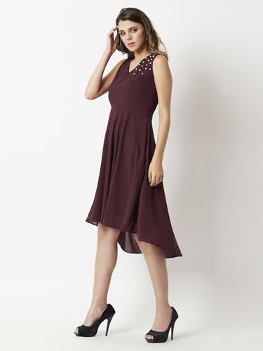 Image of Miss Chase Women's Round Neck Sleeveless Floral Ruffled GatheKnee-Long Skater Dress