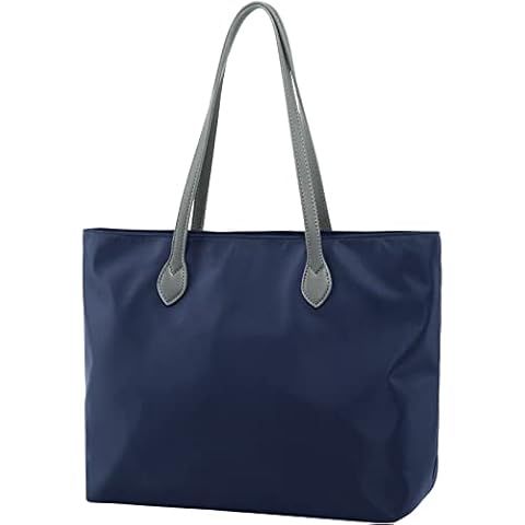 Women Tote Bag 15.6 Inch Laptop Shoulder Work Bags Nylon Lightweight Zipper Pocket Handbag Purse for Work School (Blue) Cover