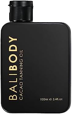 Bali Body Cacao Tanning Oil No SPF | Deep Natural-Looking Deep Sun Tan Gow | Hydrating No-SPF Sun-Tanning Oil Made from Organic Cacao | Vegan and Cruelty-Free - Chocolate Tint, 100ml/3.4 fl oz