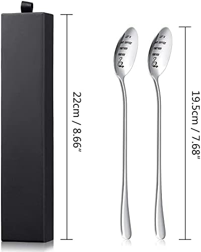 Wedding Gifts for His and Her, 2 Pcs Engraved Couple Coffee Spoons with Gift Box for Wedding Christmas Valentines Day