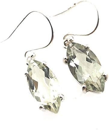 Natural Green Amethyst 925 Solid Sterling Silver Earrings 30mm