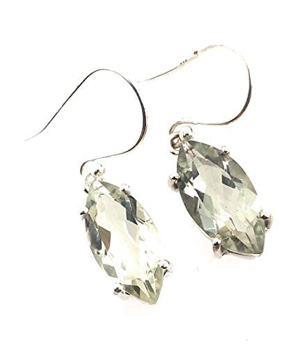 Natural Green Amethyst 925 Solid Sterling Silver Earrings 30Mm #TOP3