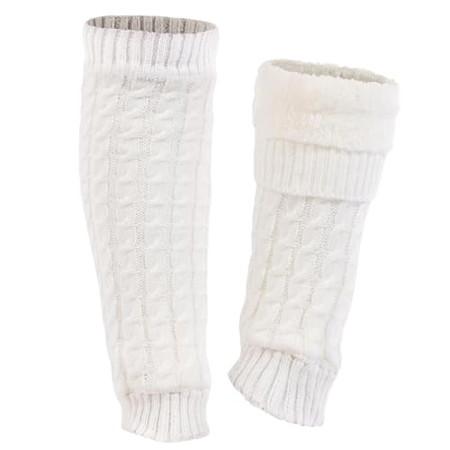 Moon Wood Women's Fleece Lined Leg Warmers Knit Long Boot Socks Thick Winter Warm Thermal Skating Leg Warmer Daily Wear