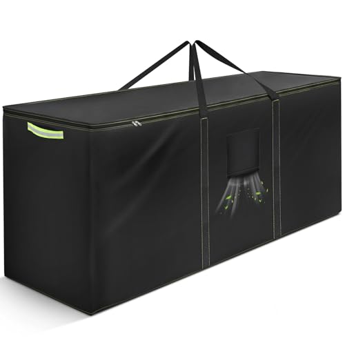 Aufbewahrungstasche Gartenauflagen, Auflagentasche Wasserdicht, 420D Schwere Oxford Stoff Aufbewahrung Gartenpolster Mit Tragegriff, ReißFest, Uv-BestäNdig, Tannenbaum Tasche (Schwarz, 200×60×75CM)
