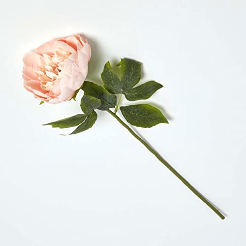 HOMESCAPES Artificial Single Stem Pink Peony 56 cm Faux Silk Peony Flower for Bouquet or Floral Arrangement