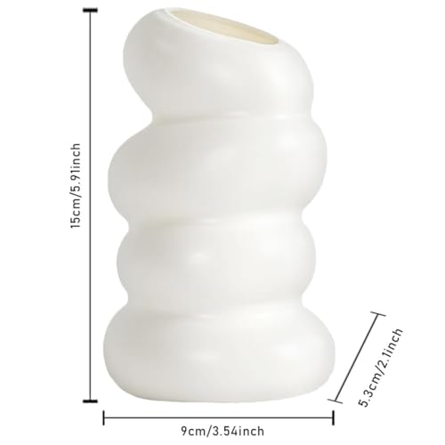 Vasen Deko Blumenvase Weiß Spiralvasen Moderne Pampasgras Vase Mini Boho Tulpenvase für Wohnzimmer Küche Büro Dekorative