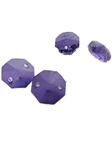 Faceted Double-Hole Suncatcher Beads Crystal Octagon Beads 14mm DIY Jewellery Finding (200Pcs per Pack, Purple)