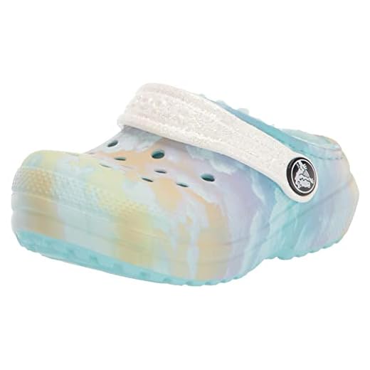 Crocs Kids' Classic Tie Dye Lined Clog | Kids' Slippers, Cloud Ombre, 2 Little Kid