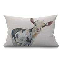 BGBDEIA Cushion Cover,Babys Smiley Cow Watercolor Farm Cute Animal Rectangle Outdoor Cushion Covers 12x20 inch, 30 x 50 cm Cushion Cover with Invisible Zip for Sofa Chair Living Room