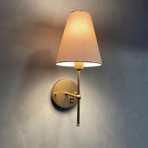 Arandela De Parede Em Aluminio Com Interruptor Cupula Tecido Algodao Soquete E27 Bivolt (Dourado com