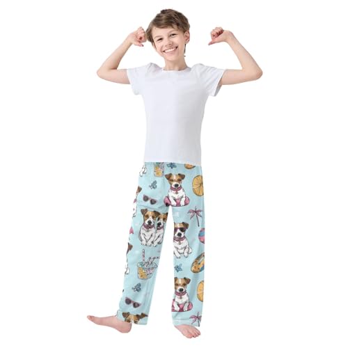 Cool Jack Russell and Tree Boys Long Pants Soft Trousers Elastic Waist Kids Lounge Bottoms with Pockets S-XL3