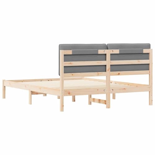 Gecheer Bettgestell mit gepolstertem Kopfteil Hellgrau 160 x 200 cm, Bettrahmen Holzbett Doppelbett für Wohnungen Schlafzimmer Gästehaus878034 – Bild 7