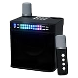 RUBEHOOW Karaoke Machine with Two Wireless Microphones, LED Lights, Rechargeable Bluetooth Connection, Portable PA Speaker System, Suitable for Home Entertainment and Outdoor Activities