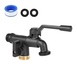 Double Outdoor Faucet,Outside Tap Garden Water Faucet,Wall Mouted 1/2 inch Inlet, with Dual 3/4 inch Outlet,One Into Two Frost-Proof Brass Outdoor Spigot,for Home Balcony Hose Connector
