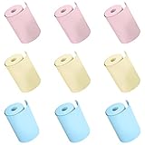 Houdao 9 Rollen Thermopapier Minidrucker Thermorollen Bunt Mini Druckerpapier Rolle Papier Selbstklebend für Mini Drucker PeriPage A6(Gelb, Rosa, Blau)