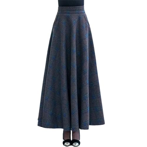 Women's Spring and Summer High Waist Plaid Loose Swing Daily Party Wool Skirt
