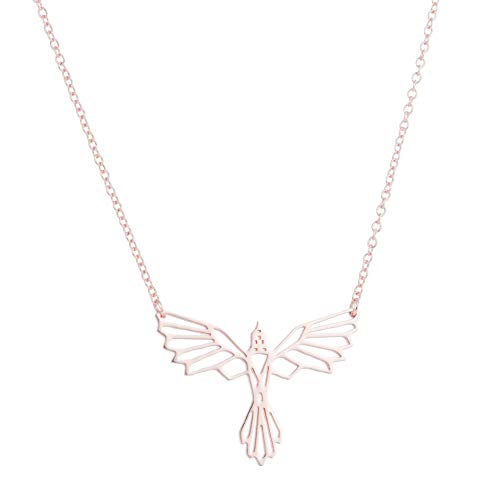 Collier Phoenix Origami WZGWDC en argent géométrique pour femme