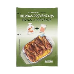Sazonador hierbas provenzales Hacendado para pollo y costillas al horno y microondas con bolsa Sobre 24 g Pack 2