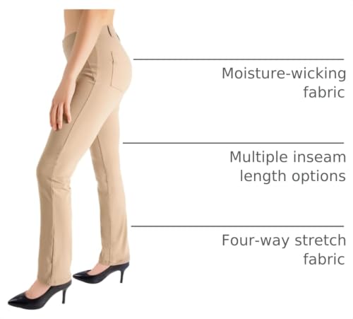 Image of Yogipace,Belt Loops,Women's Petite /Regular /Tall Straight Leg Yoga Dress Pants