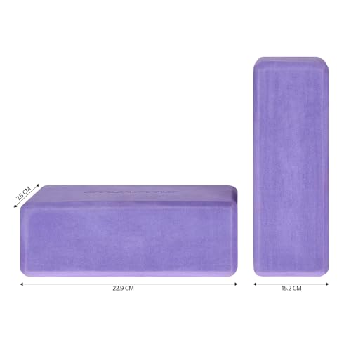 Image of Amazon Brand - Symactive High Density Premium EVA Foam Yoga Blocks, Regular Size (3 x 6 x 9 inches, Set of 2, Purple)