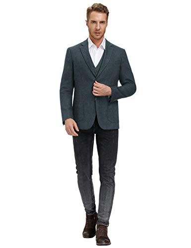 PJ PAUL JONES Mens Tweed Blazer Vintage Wool Blend Blazers Herringbone Two Button Sport Coat3