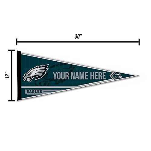 Image of Rico Industries NFL Football Philadelphia Eagles Personalized - Custom 12 inch x 30 inch Soft Felt Pennant - EZ to Hang