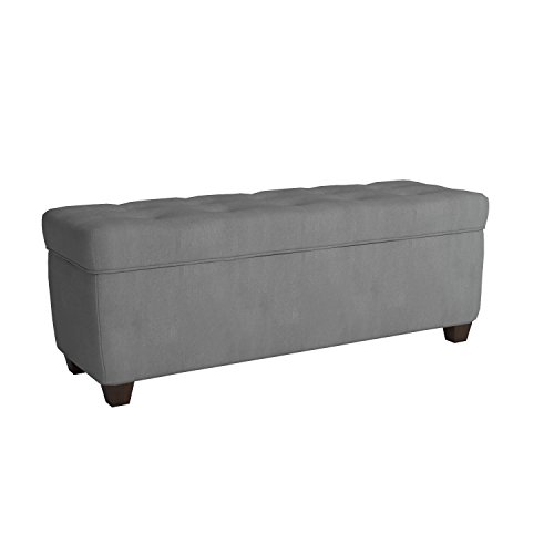 The Sole Secret Button Tufted Ottoman with Shoe Storage, Bedroom Bench with Shoe Storage Slots, 20"H x 54"L x 18"D, Dark Grey Upholstery - Thumbnail 6