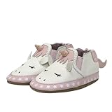 Robeez Baby Girls and Unisex Soft Soles Slip-Resistant Crib Shoes Slippers Moccasins for Infant and Toddler - White Evie Core - 18-24 Months