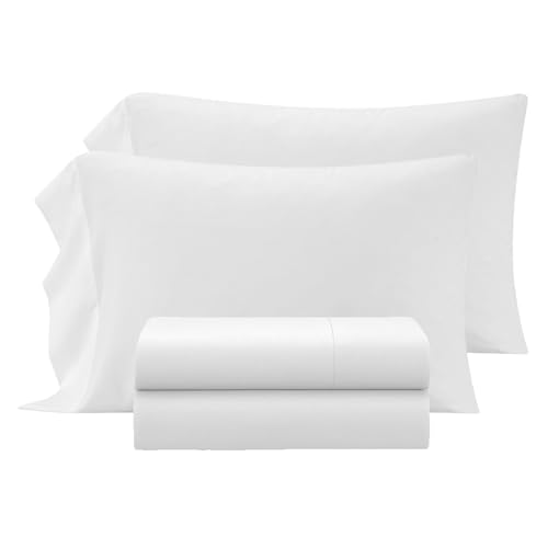 Heritage Kids 4-Piece Full Sheet Set,White,Includes Top Sheet, Fitted Sheet & 2 Pillowcases,Ultra-Soft Microfiber Kids Bed Sheet Set