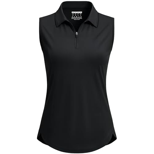 MAGCOMSEN Womens Golf Shirts Sleeveless 1/4 Zip Collared Polo Shirt UPF 50+ Quick Dry Workout Tank Tops Tennis