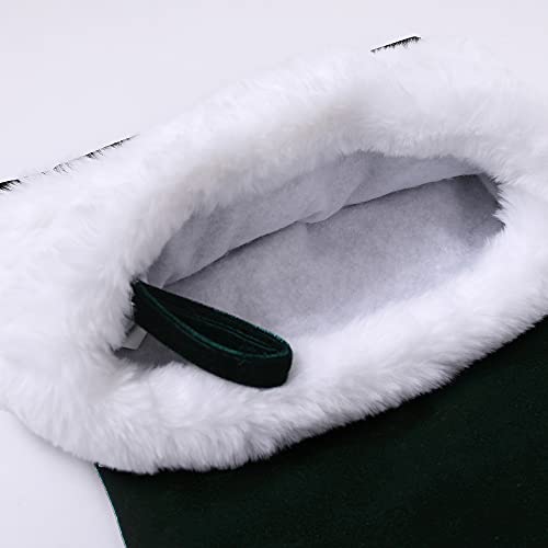 Eoocan 20 Inches Monogram Christmas Stockings Green Velvet With White Super Soft Plush Cuff Embroidered Xmas Stocking Classic Personalized Stocking Decoration For Family Holiday Season Decor(Letter A) #TOP5