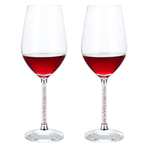 sugarchef Wine Glasses 2 Pieces Long Stem Filled with Crystals Elegant Wine Glasses for Home,Wedding, Parties, Anniversary (Pink) Cover
