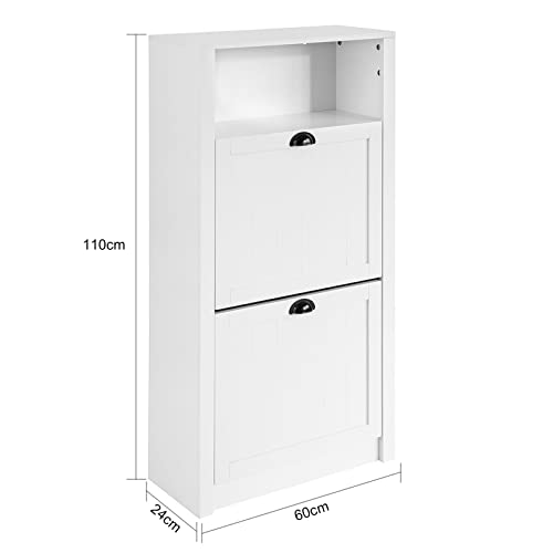 Sobuy Scarpiera 2 Ante 4 Ripiani Bianco, 60X24X110 Cm - 3