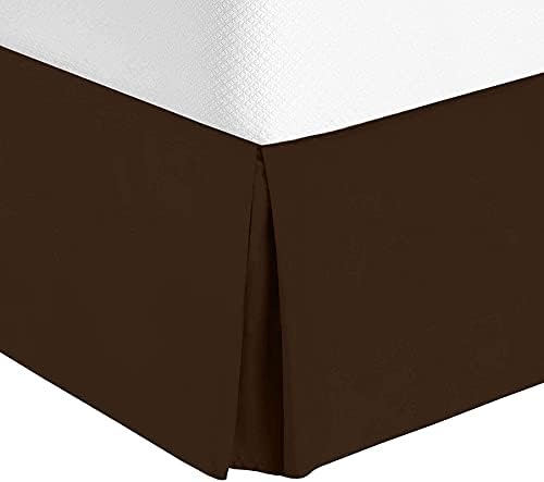 Hotel Luxury Split Corner Bed Skirt 15 Inch Drop Queen 60'' x 80'' Size 100% Natural Cotton 720 TC Easy Fit - Hotel Style Queen Size, Brown Solid