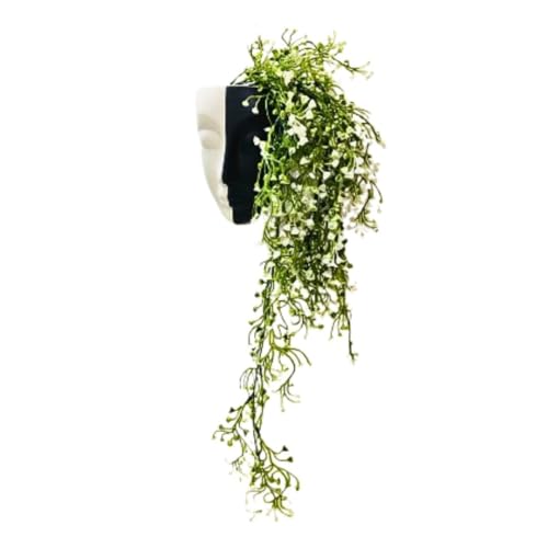 Image of Ceramic Lady Face Wall Hanging Planter | 17.5 x 13.5 cm Abstract Face Vase for Indoor Wall, Living Room, Balcony & Home Decor (Black & White)