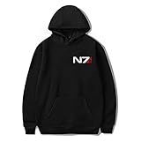 Mass Effect N7 Sudadera con Capucha Hombre,Cosplay Hoodie De Manga Larga,Sudaderas Negras Basicas...