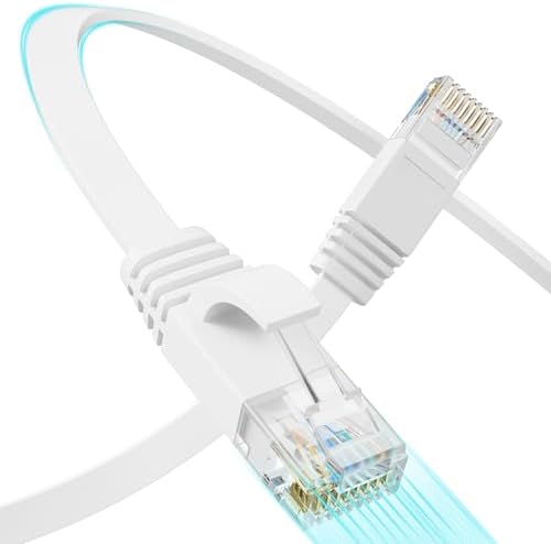 Cat 6 Flat Ethernet Cable 150 FT, UTP 10Gbps High-Speed Cat6 Ethernet Cable, Pure Copper Cat 6 Cable, Long Ethernet Cable for Home or Office Network Wiring, White