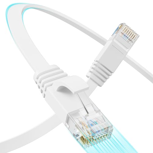 Mnlnbuao Cat 6 Flat Ethernet Cable 5 FT(5Pack), UTP 10Gbps High-Speed Cat6 Ethernet Cable, Pure Copper Cat 6 Cable, Ethernet Patch Cable for Home or Office Network Wiring, White