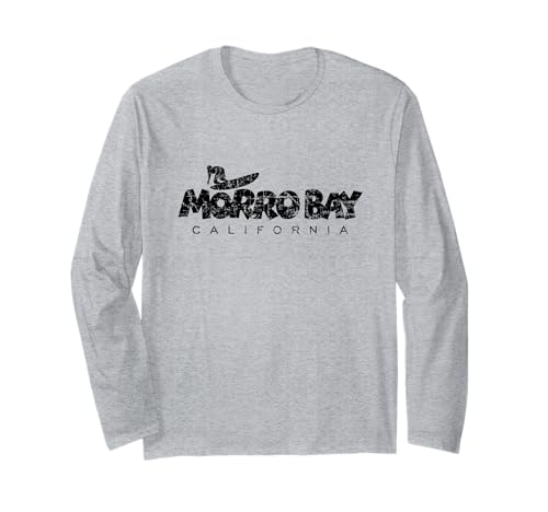 Morro Bay, California Surf (Vintage Black) Surfing Surfista Manga Larga