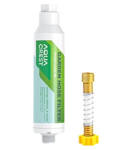 AQUACREST Garden Hose Water Filter for Plants, Greatly Reduces Chlorine, Odor, Improve Plants Health, Ideal for Organic Gardening, Farming and Pets, with Hose Protector