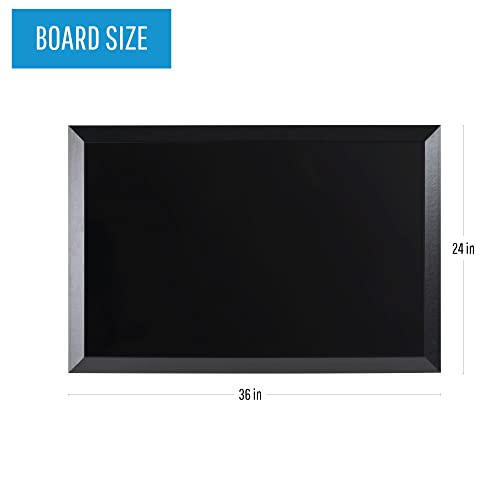 Mastervision Kamashi Easy Clean Magnetic Wet Erase Black Board With Mounting Kit For Home Wall Decor, 24" X 36", Black Frame #TOP1
