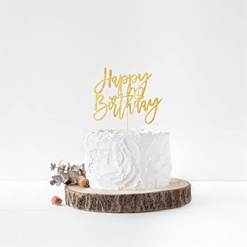 Happy Birthday Cake Topper Birthday Party Decorations Birthday Party Decor Gold Glitter #TOP2