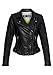 Produktbild Freaky Nation New Luck Damen Lederjacke Bikerjacke Schwarz Echtleder mit asymetrischen doppelten Reißverschluss (XL, Schwarz)