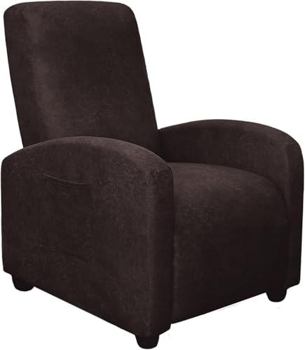 Image of molasofa Recliner Chair Cover Small Size - 4 Piece Leather Like Extra Small Recliner Chair Cover Stretch Recliner Slipcover for Lazy Boy Wide Recliner Chair Washable (Chocolate)