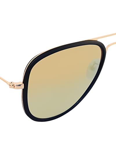 Image of Giordano Unisex Aviator Polarized UV Protected Sunglasses, 54 Mm, Gold